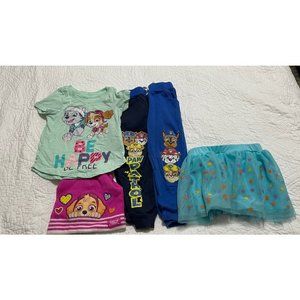 Lot of 5 Paw Patrol Clothes Includes Sweat Pants T Shirt Skirt Hat Girls 3T